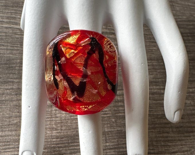 Red Statement Lampwork Ring