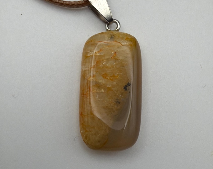Green Agate Pendant Necklace | Rectangle Pendant