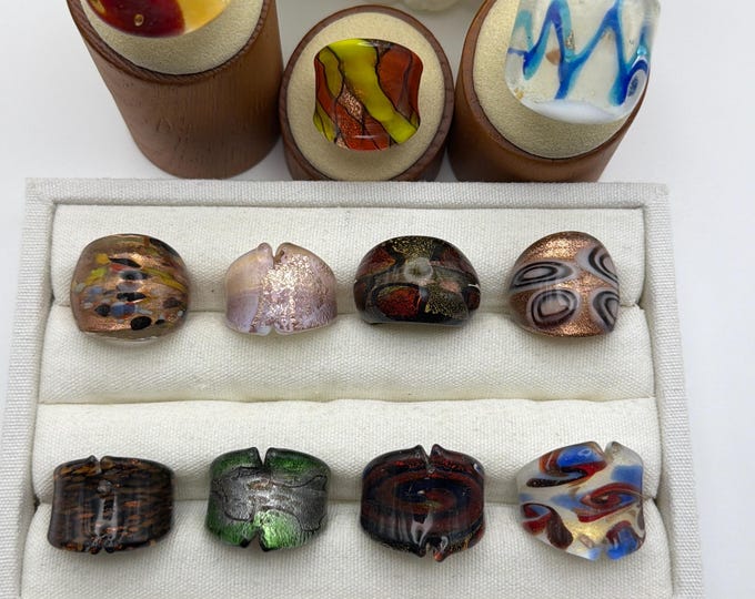 Size 8 1/2  - Lampwork Glass Rings| Assorted Glass Rings | Murano Glass Inspired Glass Rings