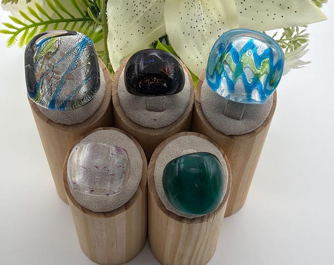 Size 6 1/2 * Lampwork Glass Rings | Assorted Glass Rings  | Murano Glass Inspired Glass Rings | Millefiori Glass Rings