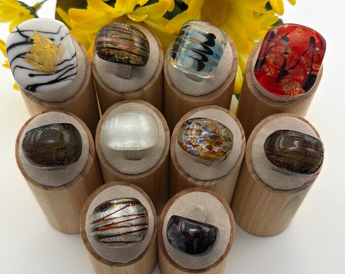 Size 6 - Lampwork Glass Rings | Assorted Glass Rings | Murano Glass Inspired Glass Rings