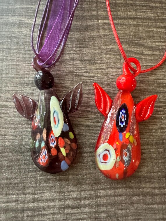 Millefiori Glass Angel Pendant Necklace | Angel Pendant Necklace
