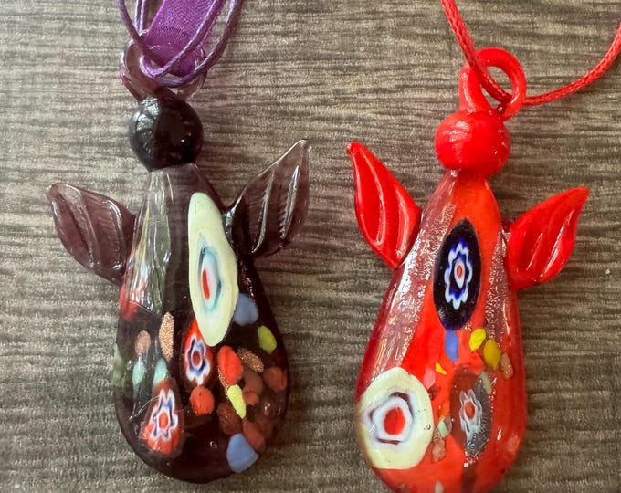 Millefiori Glass Angel Pendant Necklace | Angel Pendant Necklace