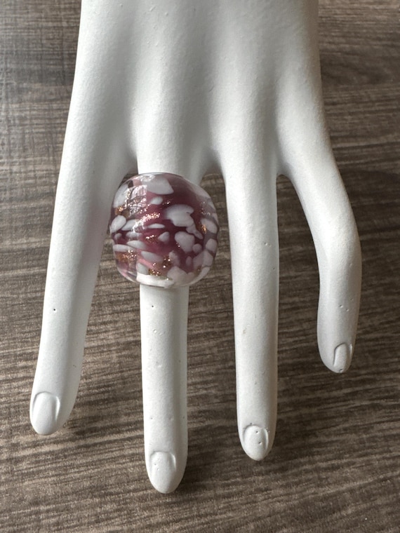 Purple/White Glass Ring | Murano Glass Ring