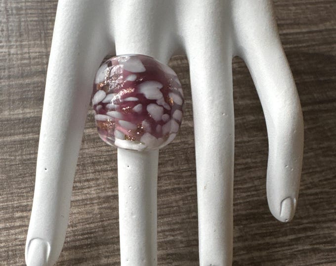 Purple/White Glass Ring | Murano Glass Ring