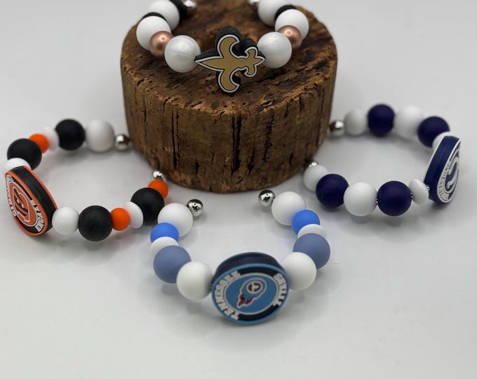 Silicone Bead Sports Bangle | Football Fan | All Options Available | Custom orders Accepted