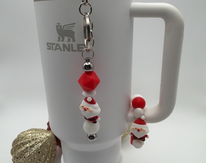 Santa Tumbler Handle Bracelet | Stanley Cup Accessories | Cup Handle Bracelet | Santa Straw Charm/Purse Charm