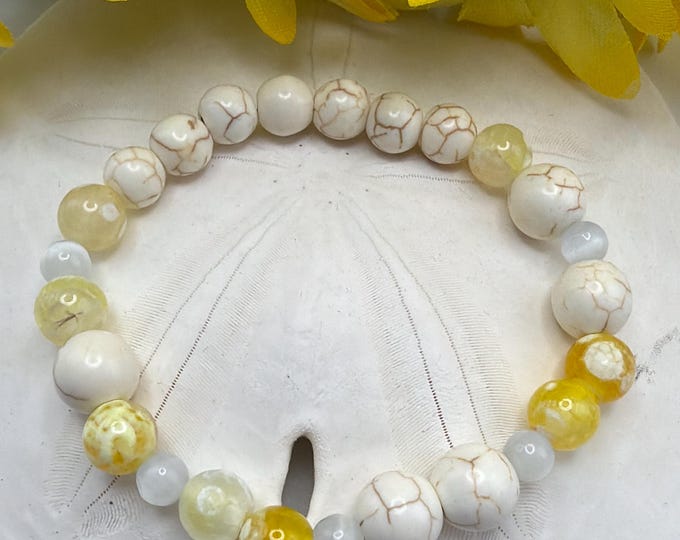 Howlite Stretch Bracelet | Beaded bracelet | Morse Code - Admire | Message in a Bracelet | Quote Bracelet