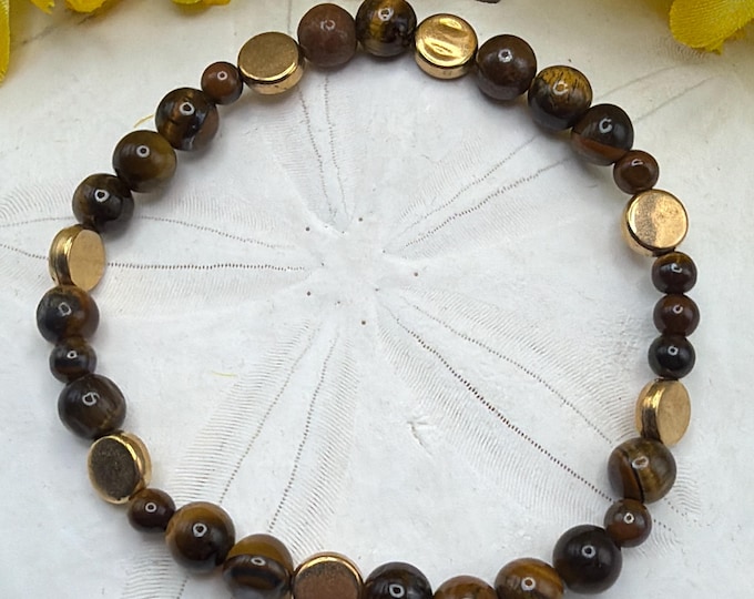 Brown Tiger Eye Stretch Bracelet | Morse code - Survivor | Message in a Bracelet | Quote Bracelet