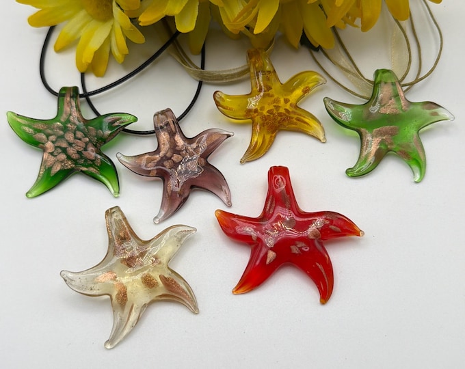 Starfish Pendant Necklace | Lampwork Glass Starfish Pendant