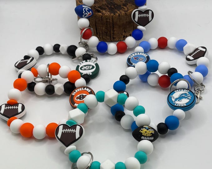 Sports Wristlet | Football Theme Wristlet | Football Keychain  | Many Options Available |