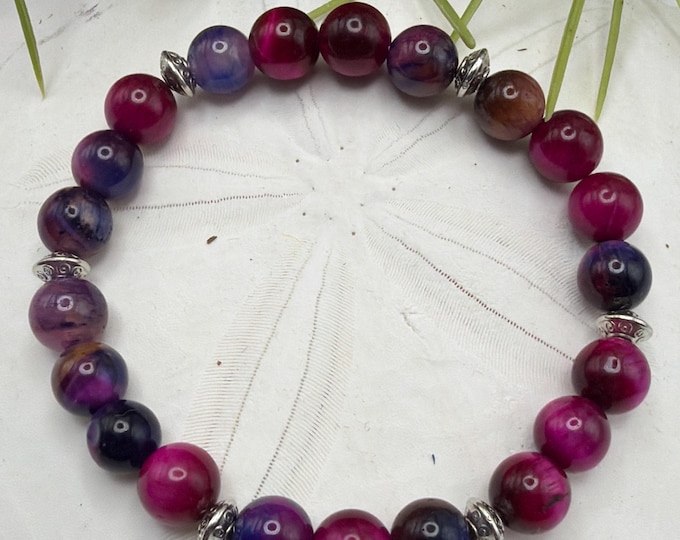 Pink Tiger Eye  Stretch Bracelet | Beaded Bracelet | Morse code - Support | Message in a Bracelet | Quote Bracelet