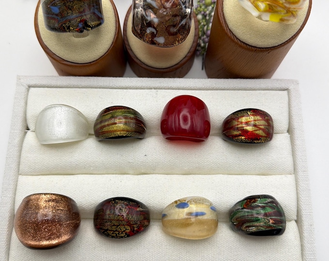 Size 7 1/4 - Lampwork Glass Rings | Assorted Glass Rings | Murano Glass Inspired Glass Rings