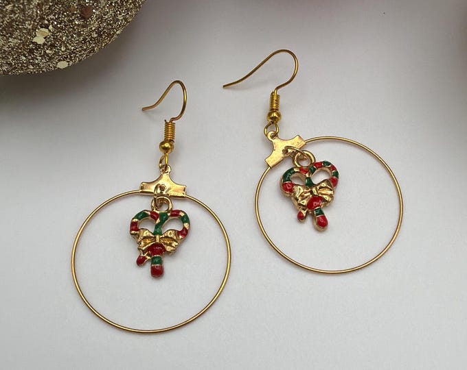 Candy Cane Hoop Earrings