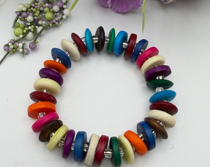 Colorful Wood Bead Stretch Bracelet | Stretch Bracelet