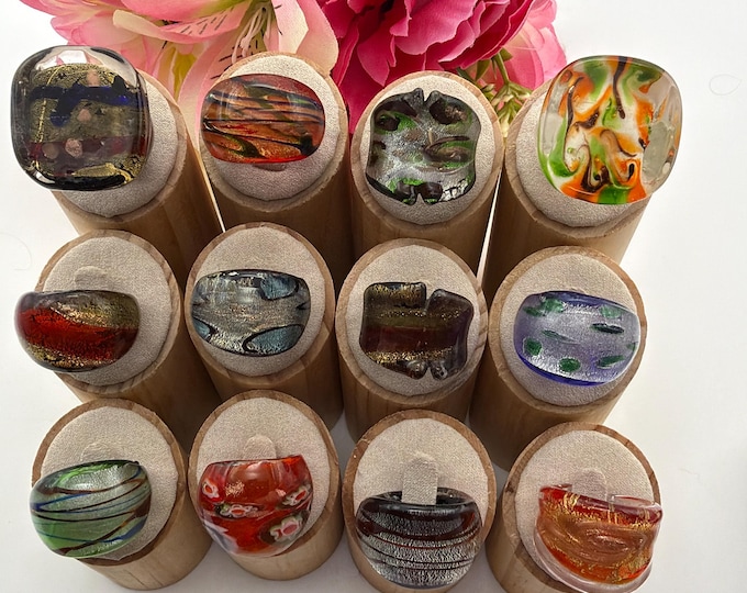 Size 7 3/4 ***NEW*** Lampwork Glass Rings | Assorted Glass Rings | Murano Glass Inspired Glass Rings