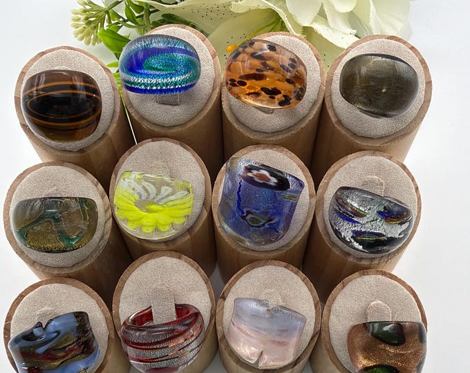 Size 7 3/4 - Lampwork Glass Rings | Assorted Glass Rings | Murano Glass Inspired Glass Rings