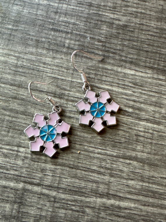 Pink Snowflake Earrings | Snowflake Earrings | Christmas Earrings | Stocking Stuffers