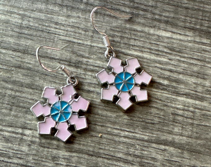 Pink Snowflake Earrings | Snowflake Earrings | Christmas Earrings | Stocking Stuffers