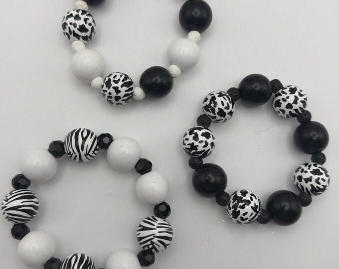 Animal Print Stretch Bracelet | Animal Print Bracelet | Chunky Bead Bracelet