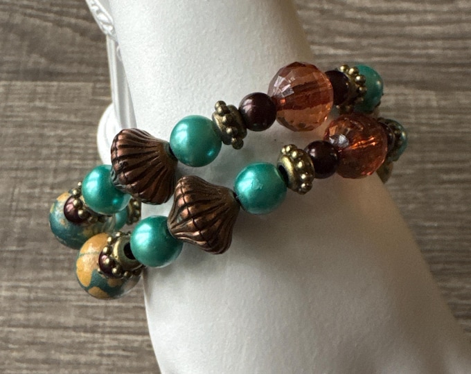 Boho Memory Wire Bracelet | Wrap Bracelet | Beaded Bracelet