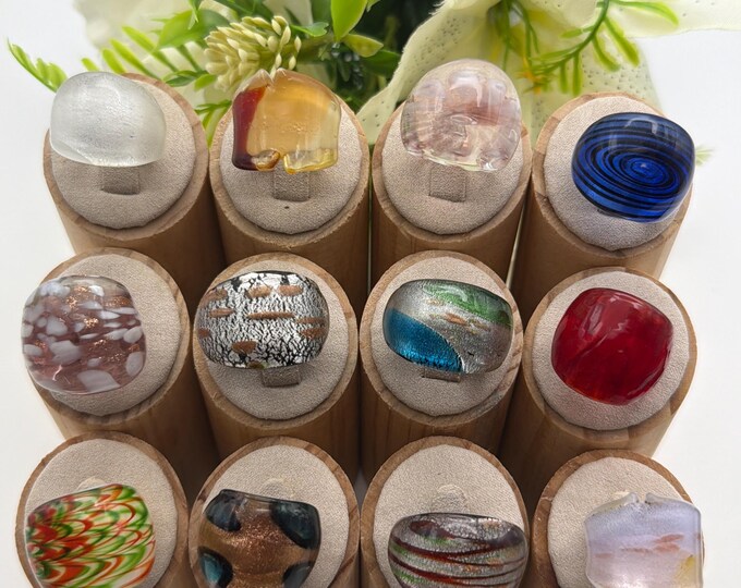 Size 5 3/4 - Lampwork Glass Rings | Assorted Glass Rings | Murano Glass Inspired Glass Rings