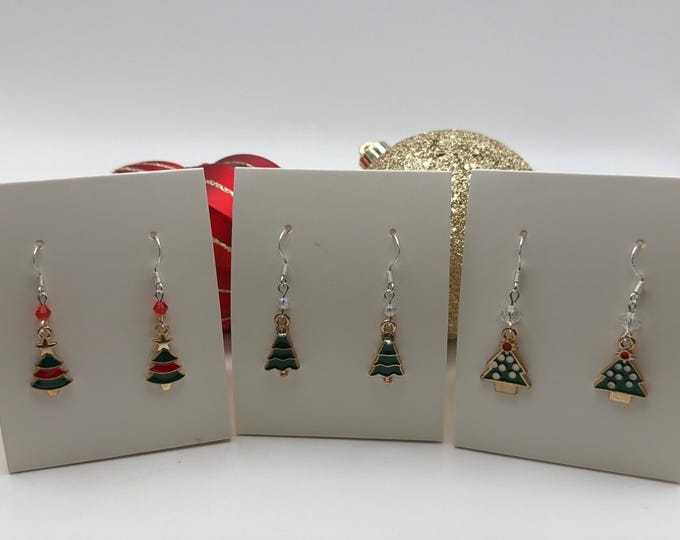Christmas Tree Earrings | Pearl Earrings | Christmas Earrings | Stocking Stuffers