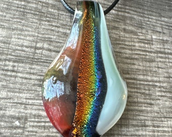Multi-Color Drop Lampwork Murano Glass Pendant Necklace