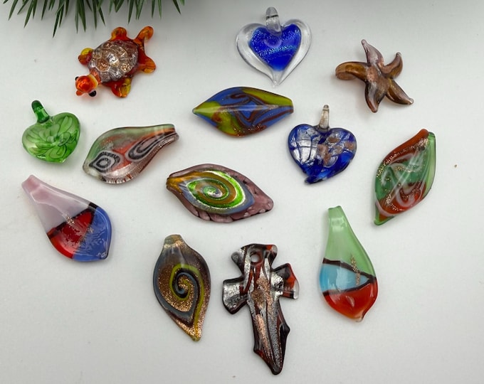 Mixed Lampwork Pendants | Leaf Lampwork | Starter Lampwork Pieces