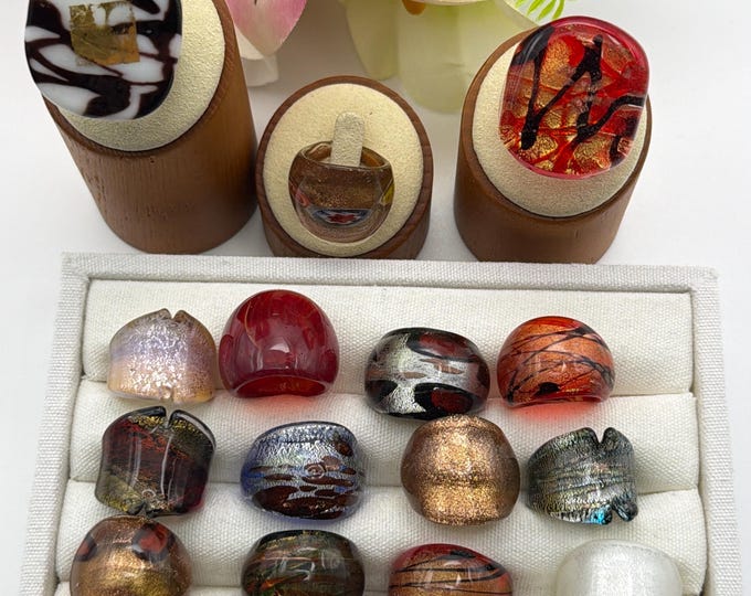 Size 6 1/4 - Lampwork Glass Work | Assorted Glass Rings | Murano Glass Inspired Glass Rings