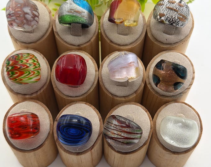 Size 5 3/4 - Lampwork Glass Rings | Assorted Glass Rings | Murano Glass Inspired Glass Rings