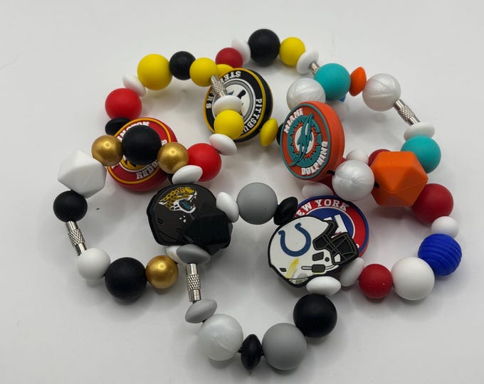 Sports Tumbler Handle Bracelet | Stanley Cup Accessories | Cup Handle Bracelet |  Straw Charm | Football | Many Options Available |