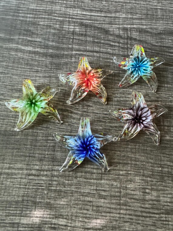 Flower Starfish Pendant Necklace | Murano Glass Starfish | Starfish Pendant Necklace | Starfish Jewelry