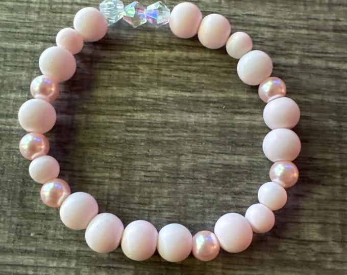 Pink Stretch Bracelet | Beaded Bracelet | Morse Code Bracelet - Fighter | Message in a Bracelet | Quote Bracelet