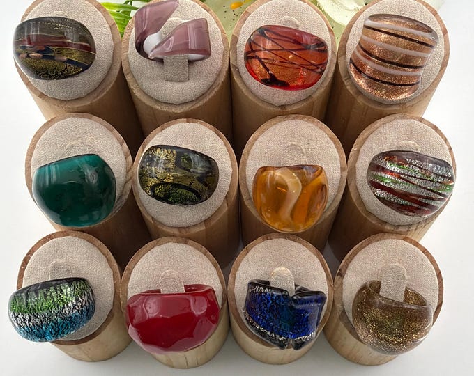 SIZE 7: Statement Rings | Lampwork Glass Rings | Assorted Glass Rings | Murano Glass Inspired Glass Rings | Millefiori Glass Rings