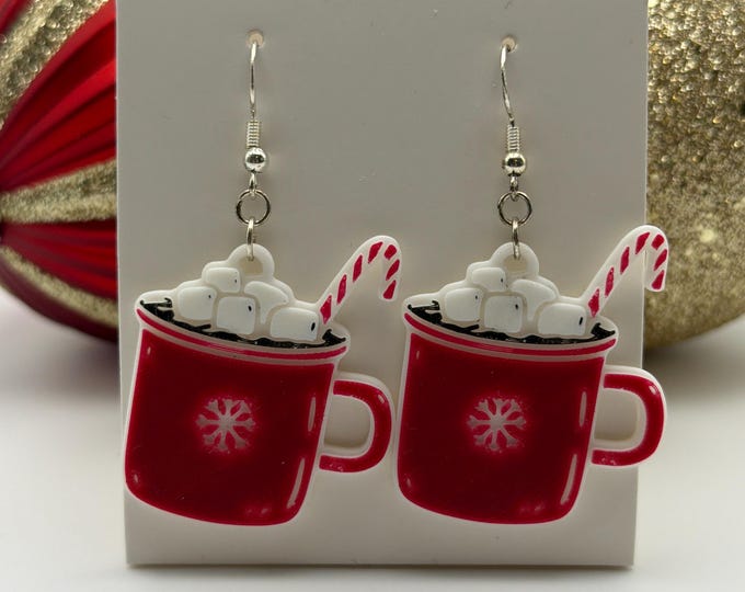 Hot Cocoa Earrings | 3D Printed Hot Cocoa Earrings | Holiday Earrings | Stocking Stuffers