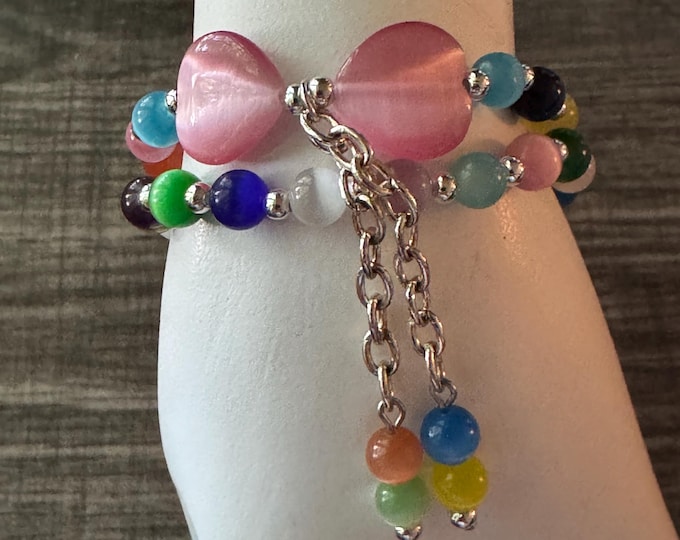 Cats Eye Dual Stretch Bracelet | Multi-Color Colorful Bead Bracelet