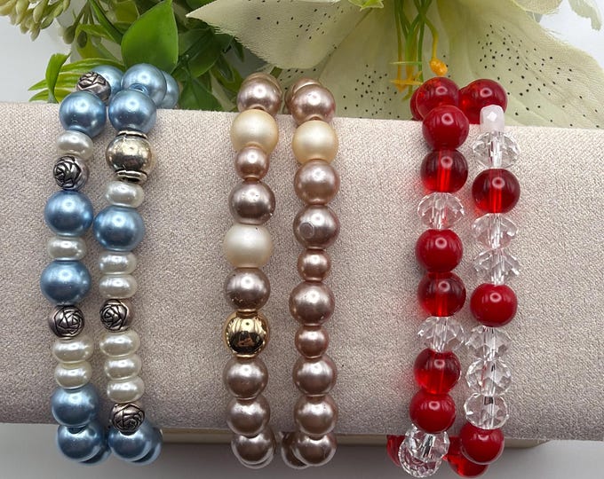 Blue Pearl Stretch bracelet | Bless Your Heart - Morse Code | Message in a Bracelet | Beaded Bracelet | Quote Bracelet