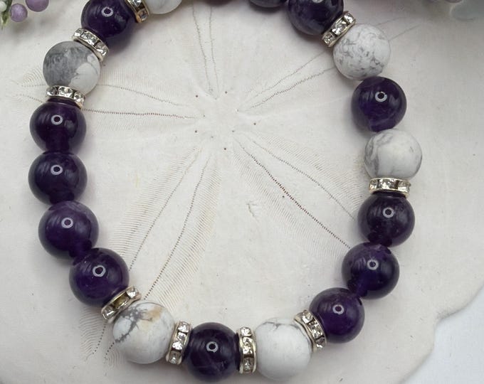Deep Amethyst Bracelet | Howlite Stretch Bracelet