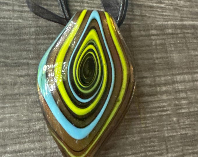 Blue/Gold/Yellow Leaf Pendant | Murano Glass Leaf | Leaf Pendant Necklace