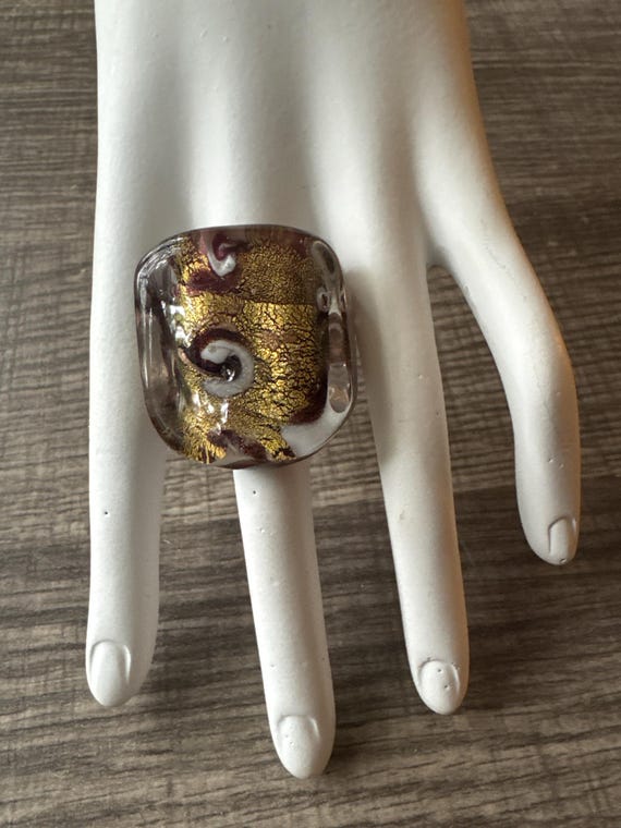 Chunky Glass Lampwork Ring - Size 7 3/4