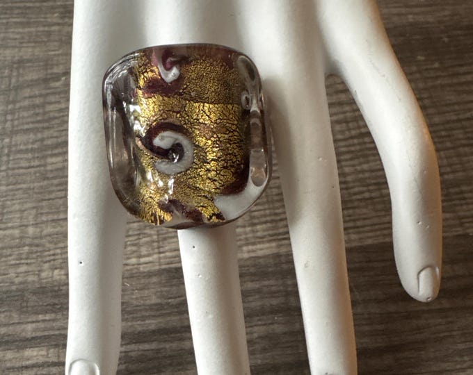 Chunky Glass Lampwork Ring - Size 7 3/4