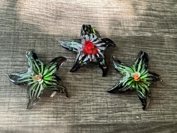 Flower Starfish Pendant Necklace | Murano Glass Starfish | Starfish Pendant Necklace | Starfish Jewelry