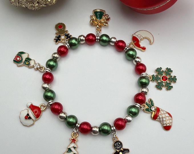 Christmas Charm Bracelet | Stretch Bracelet | Holiday Bracelet