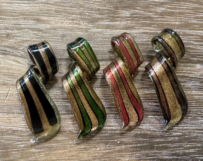 Striped Spiral Pendant Necklace | Murano Glass Spiral | Striped Pendant Necklace