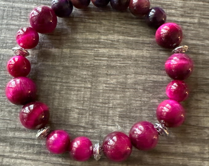 Pink Tiger Eye Stretch bracelet | Beaded bracelet | Morse Code - Admire  | Message in a Bracelet  | Quote Bracelet