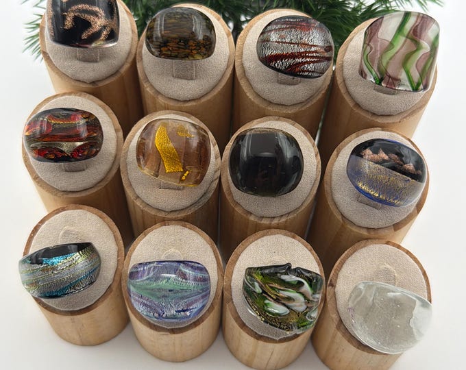 Size 7 3/4 * Lampwork Glass Rings | Assorted Glass Rings | Murano Glass Inspired Glass Rings
