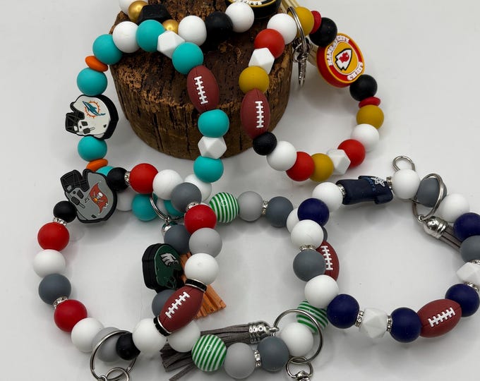 Sports Wristlet | Football Theme Wristlet | Football Keychain  | Many Options Available |