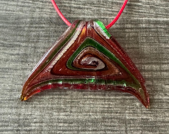 Red Whale Tail Pendant Necklace| Lampwork Whale Tail Pendant | Glass Whale Tail Pendant Necklace