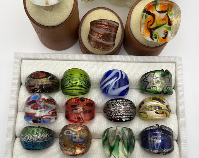 Size 8 1/2 - Lampwork Glass Rings | Assorted Glass Rings | Murano Glass Inspired Glass Rings